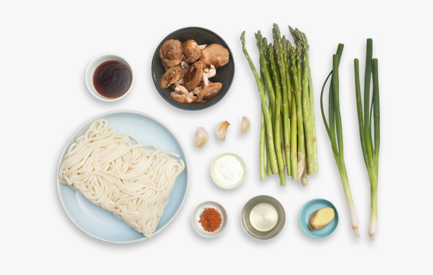 Fresh Udon Noodle Stir-fry With Asparagus, Shiitake - Stir Fry Asparagus And Mushroom, HD Png Download