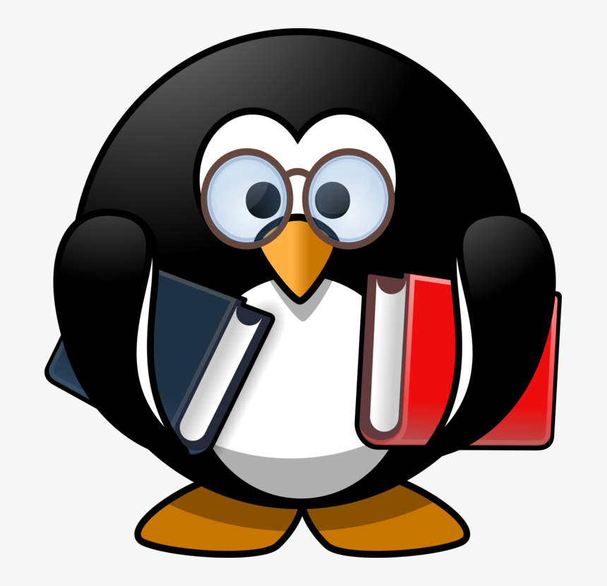 Wise Owl With Books Svg Clip Arts - Penguin Reading A Book, HD Png Download