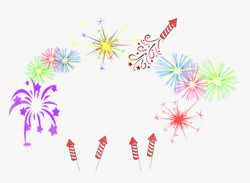 Colorful Fireworks Frame Png Transparent Image - Crackers Png, Png Download