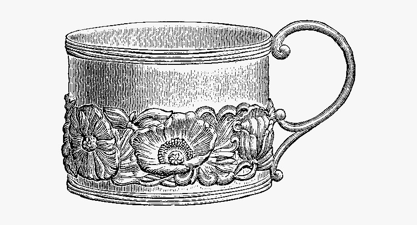 Vintage Tea Cup Engraving, HD Png Download