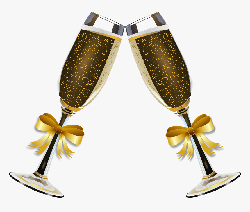 Champagne, Clink Glasses, Alcohol, Bubble, Bubbles - Gold Wine Glass Png, Transparent Png