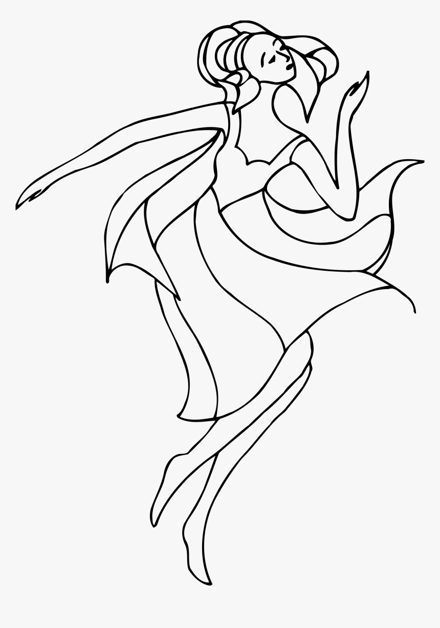 Black And White Line Art Drawing Dance - Dancer Art Line Drawing, HD Png Download