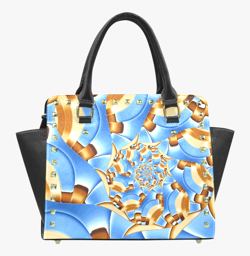 Golden Blue Bubble Spiral Rivet Shoulder Handbag - Handbag, HD Png Download