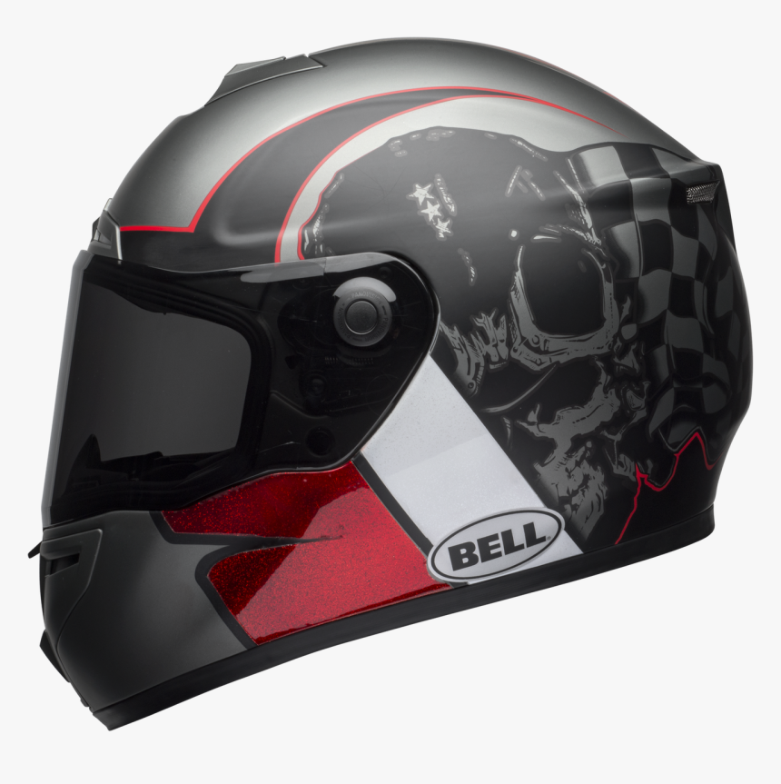 Bell Srt Hart-luck Gloss/matte Charcoal/white/red Skull - Bell Srt Hart Luck, HD Png Download