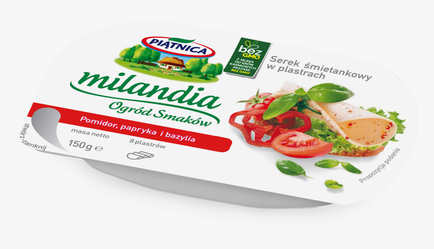 ▪ Milandia Cottage Cheese In Slices With Pepper, Tomato - Convenience Food, HD Png Download