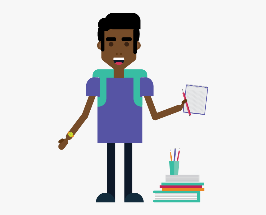 Student With Pencil And Notepad - Cartoon Student With Money, HD Png Download