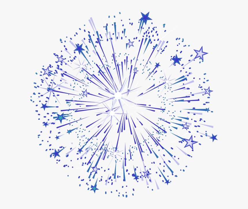 Blue Graphic Star Simple Fireworks Effect Elements - Fireworks And Stars Transparent Background, HD Png Download