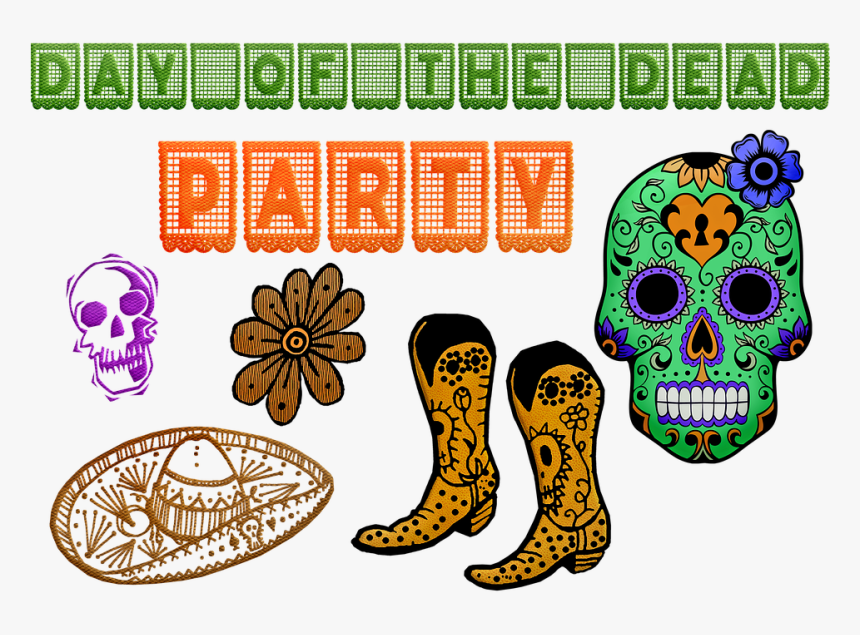 Day Of The Dead, Sugar Skulls, Boots, Papel Picado, HD Png Download