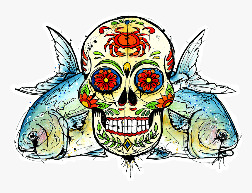 Ryan Keene Permit Sugar Skull Sticker - Sugar Skull Fish, HD Png Download