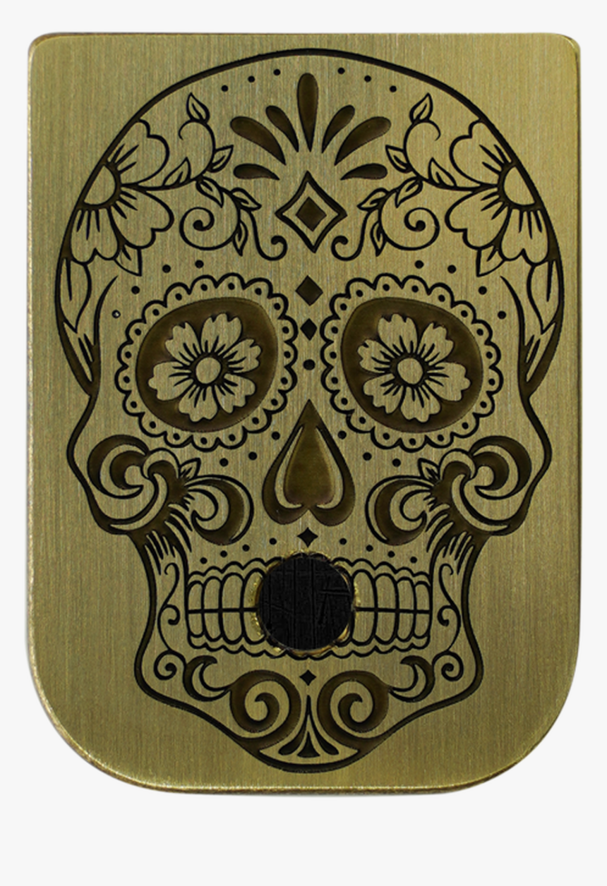 Sugar Skull Brass Brushed Finish Mag Plate - Printable Dia De Los Muertos Skulls, HD Png Download