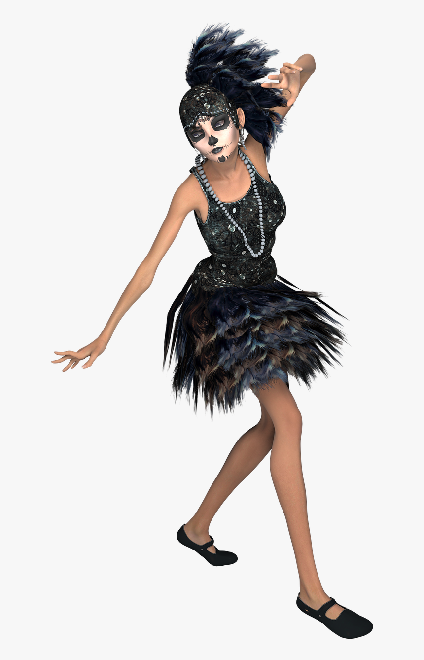 Thin, Lady, Sugar, Skull, Feathers, Png, Render, Model - Ballet Tutu, Transparent Png