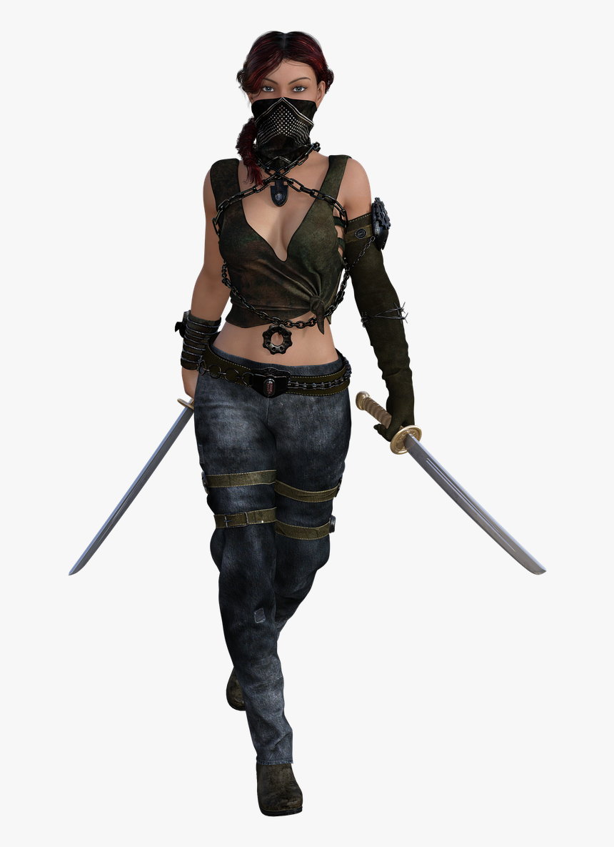 Silhouette Female Sword Fighter, HD Png Download