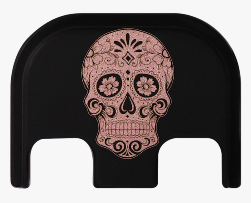 Sugar Skull Copper Black Traditional Finish Back Plate - Sugar Skull Designs Black And White, HD Png Download