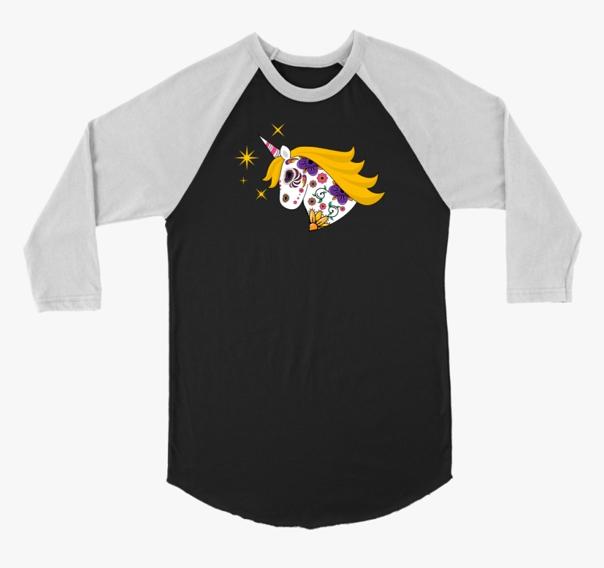 Sugar Skull Unicorn Baseball Tee - Raglan Sleeve, HD Png Download