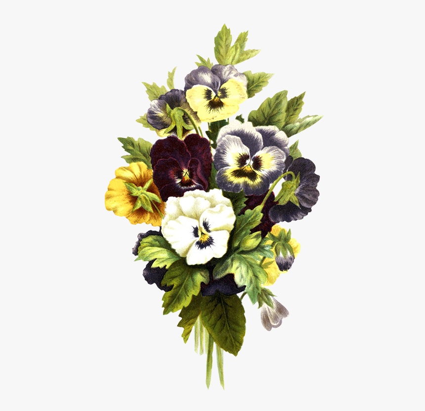 Flower Bouquet Pink Flowers, Flower Clipart Pansies - Flores De Pensamientos Pinturas, HD Png Download