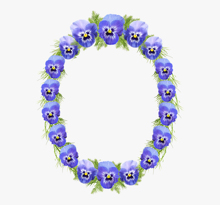 Frame, Wreath, Pansies, Floral, Decoration, Cut Out - Delphinium, HD Png Download