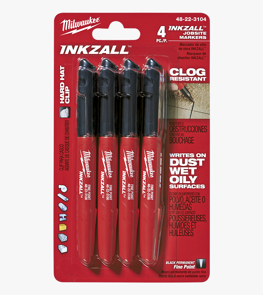 Inkzall™ Black Fine Point Markers - Milwaukee Inkzall Markers, HD Png Download