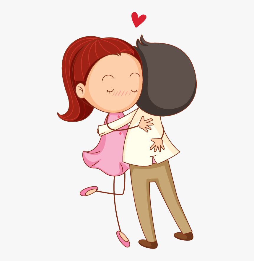 Pictures Of A Cartoon Man - Cartoon Boy And Girl Hugging, HD Png Download
