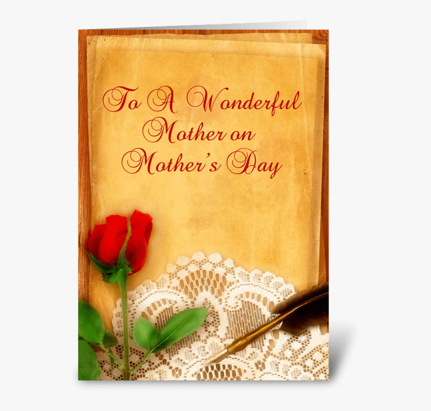Vintage Lace, Red Rose, Parchment Mother Greeting Card - Christmas Card, HD Png Download