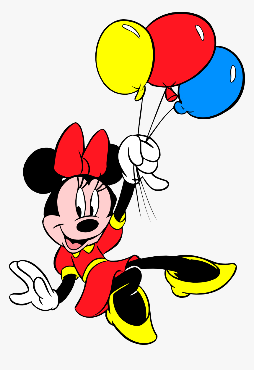 Mouse Mickey Clip Art - Minnie Mouse With Balloons, HD Png Download