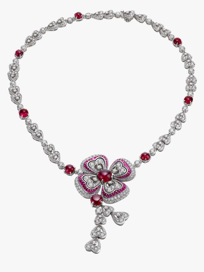 With Its Red-hued Flower Crowned By A Cabochon Ruby - Necklace, HD Png Download