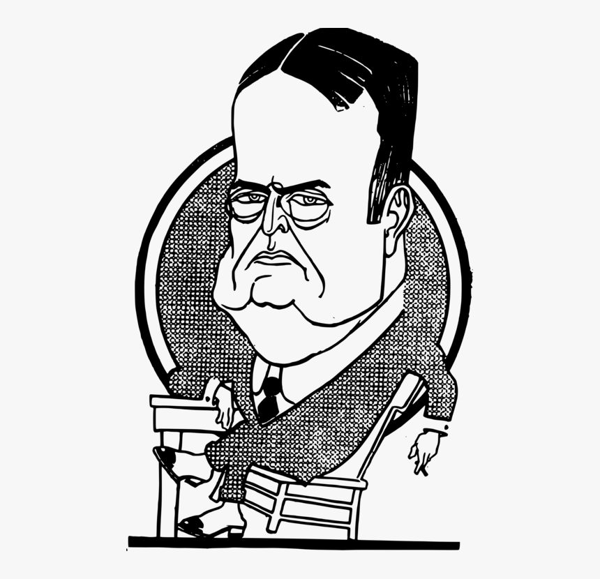 Art,monochrome Photography,facial Hair - Fat Politician Cartoon Sitting, HD Png Download