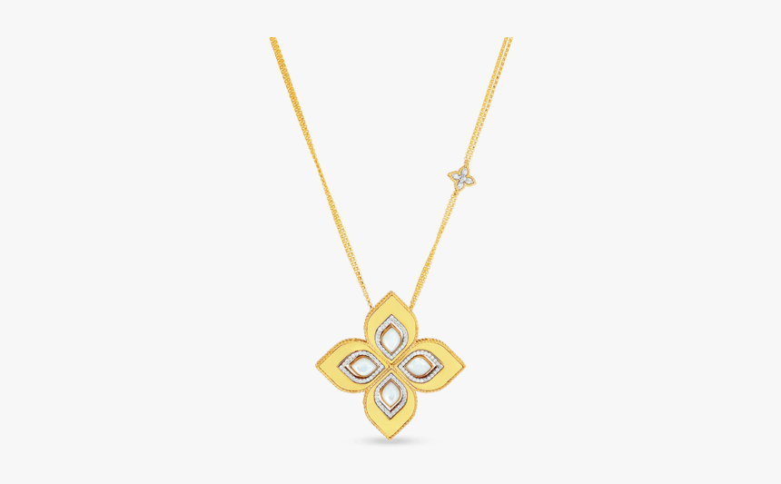 18k Large Mother Of Pearl & Diamond Flower Pendant - Pendant, HD Png Download