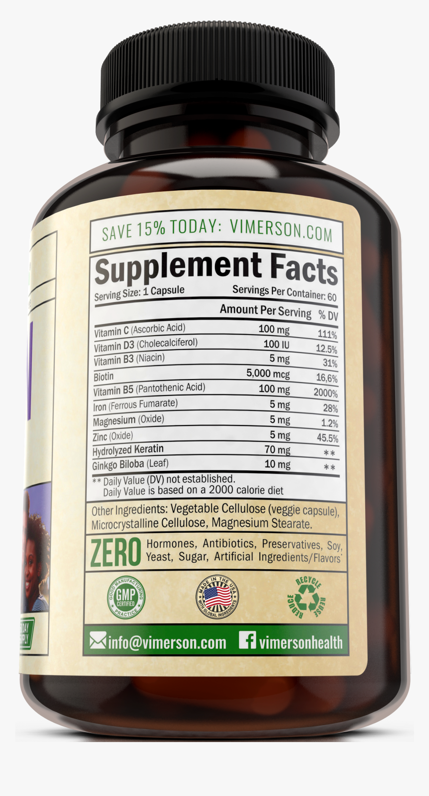 Biotin For Hair - Ginger Supplements Facts Turmeric, HD Png Download