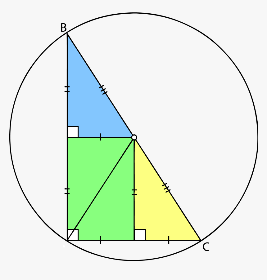 Right Triangle Mid Point Along Long Edge And Circumcenter - Bisector Of A Right Triangle, HD Png Download