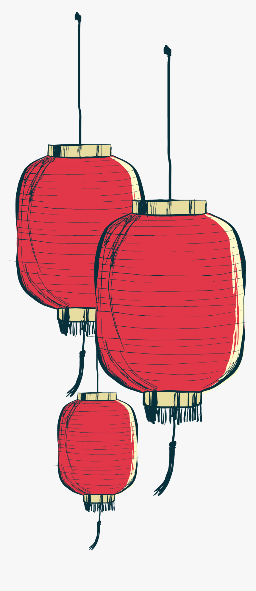 Painted Paper Chinese Hand Lantern Png Download Free - Chinese Lantern Vector Png, Transparent Png