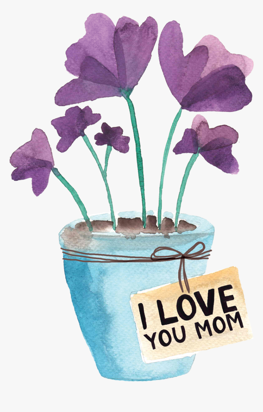 Mothers Day Watercolor Element - Flowerpot, HD Png Download