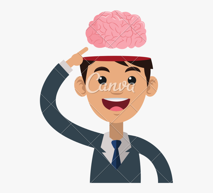 Transparent Happy Brain Clipart - Cartoon Person With Brain, HD Png Download