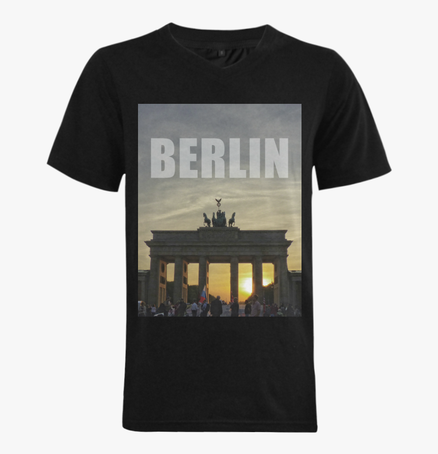 Berlin Brandenburg Gate Sunset 001 02 Men S V Neck - Flying Boat, HD Png Download