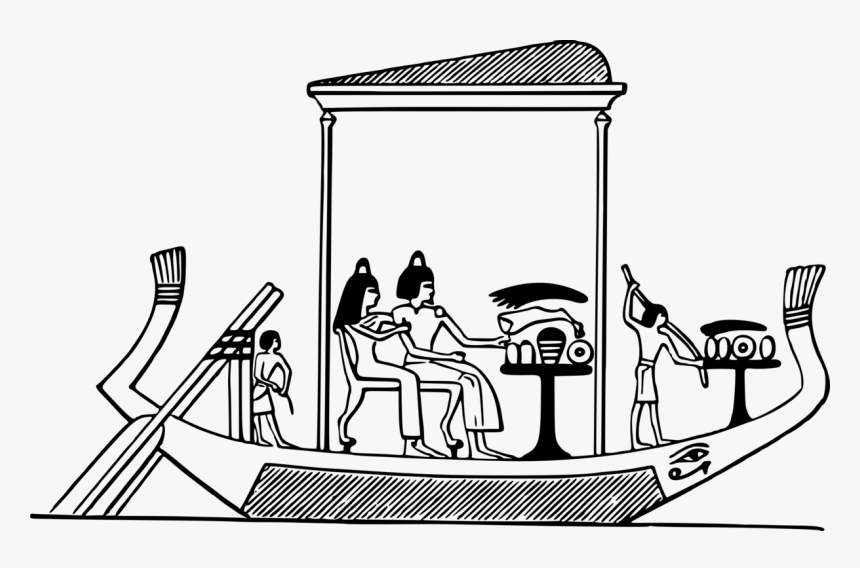 Transparent Egyptian Hieroglyphics Png - Ancient Egypt Boats Drawing, Png Download