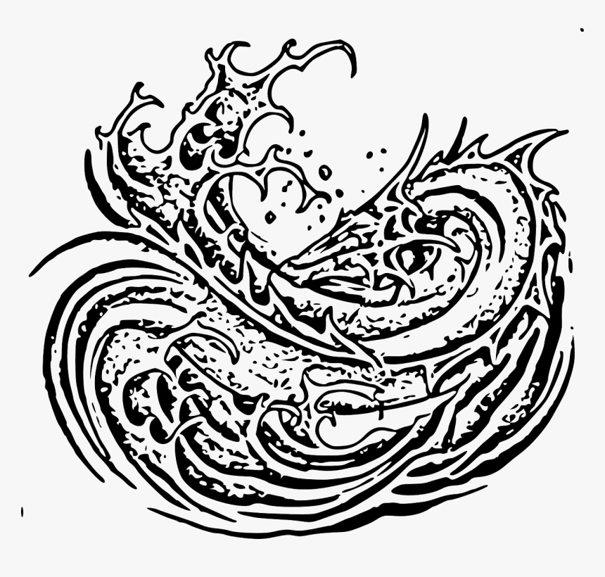 Black And White Dragon Water, HD Png Download
