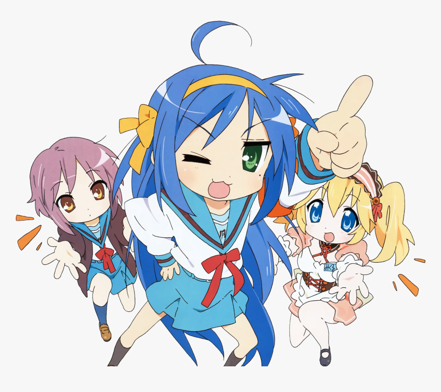 Lucky Star X The Melancholy Of Haruhi Suzumiya - Lucky Star Konata Haruhi, HD Png Download