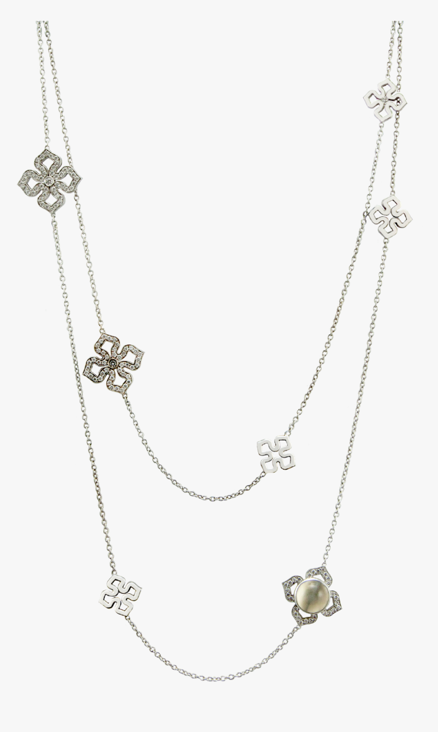 Necklace White Gold Sautoir Diamonds - Necklace, HD Png Download