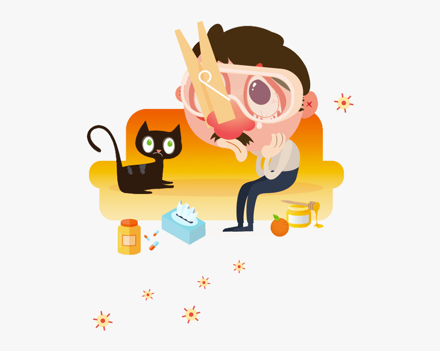 Fever Clipart Allergy - Allergy Cartoon, HD Png Download