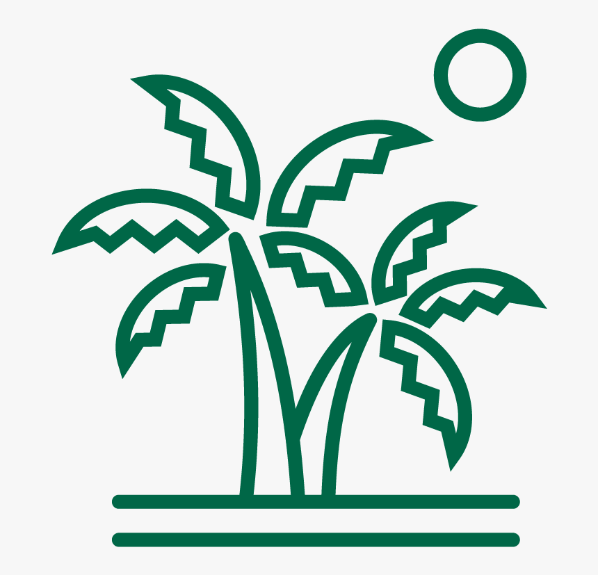 Line Drawing Of Palms On An Island With The Sun In - Adventurous Travel Agency Logo, HD Png Download