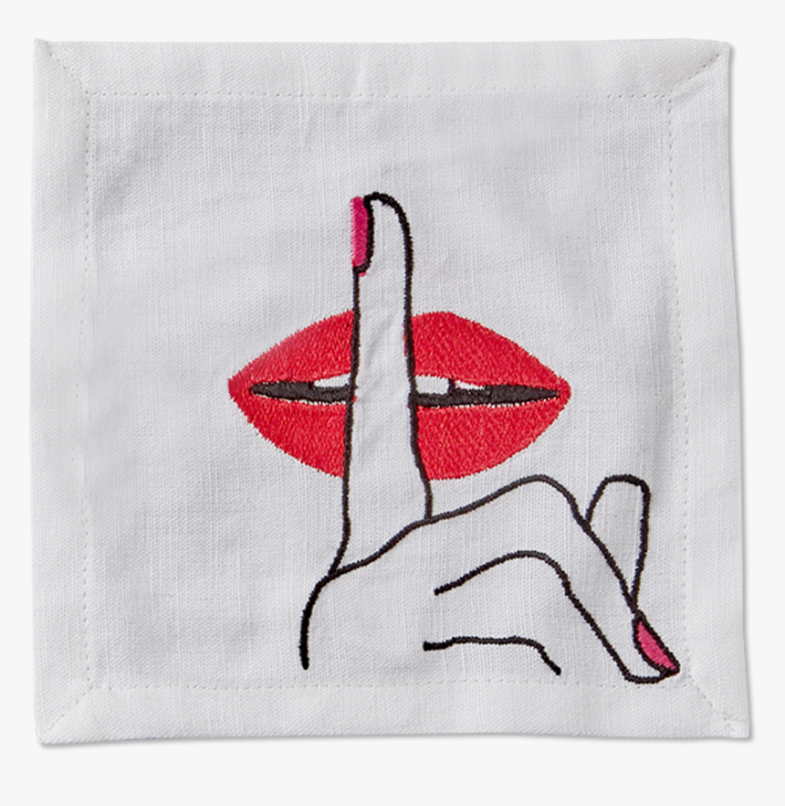 Front Image Cocktail Napkin Lips - Napkin, HD Png Download