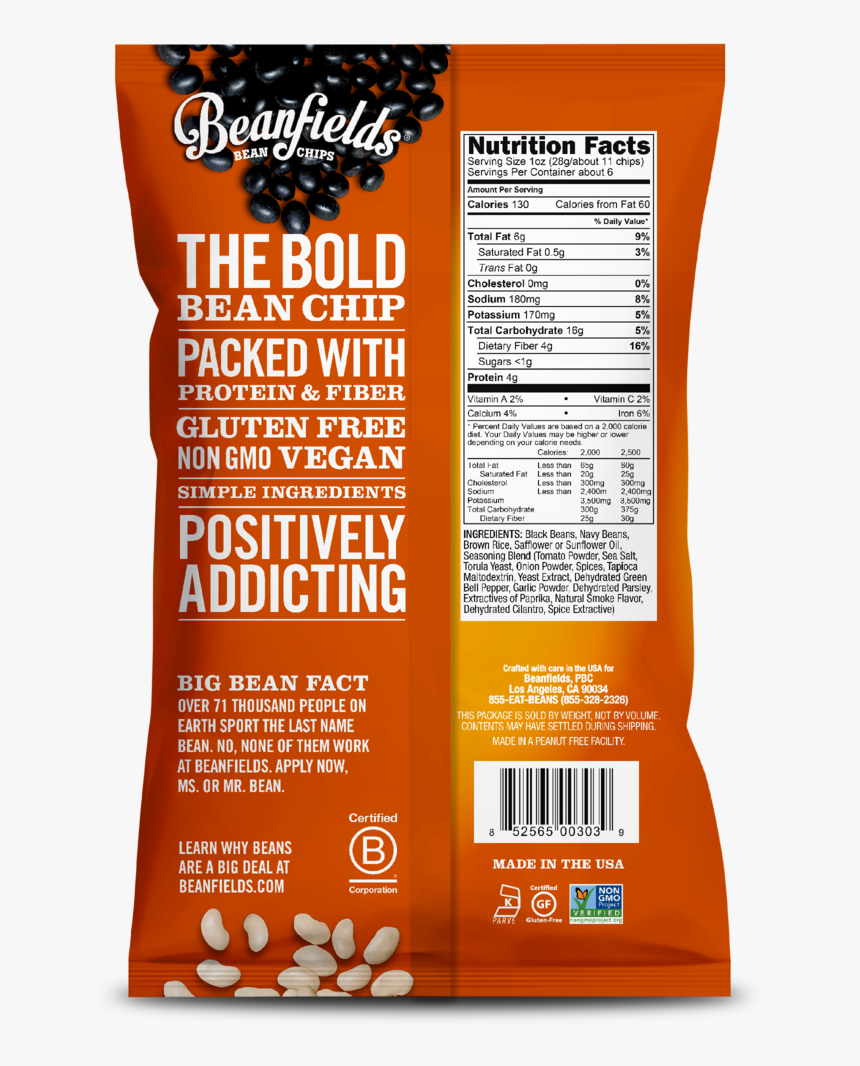 Pico De Gallo Bean Chips 
 
 Data Image Id 3582043357263 - Beanfields Black Bean Chips, HD Png Download
