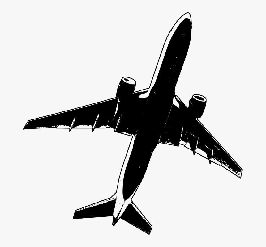 Airline, Airplane, Black And White, Gray, Grey, Jet - Boeing 777 Clipart, HD Png Download