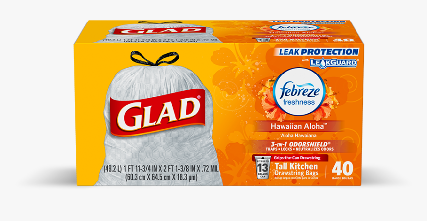 Kitchen Odorshield® Hawaiian Aloha Scent - Glad Trash Bags, HD Png Download