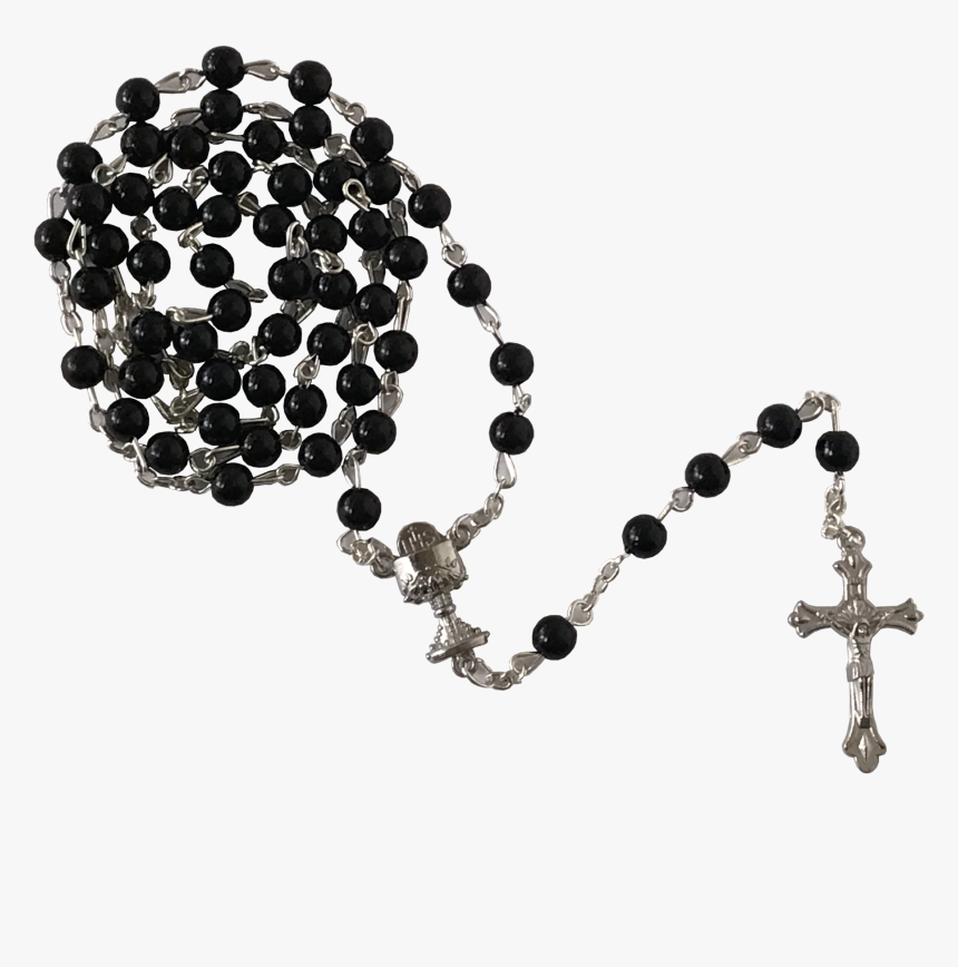 First Communion Black Rosary - Bead, HD Png Download