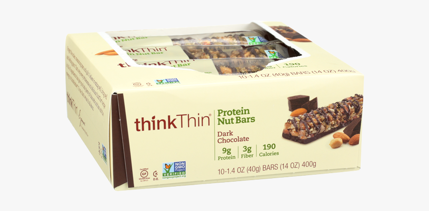 Think Thin Protein Nut Bar Dark Chocolate Box 10 - Chocolate, HD Png Download