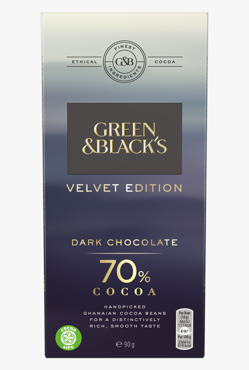 Green & Black S 70% Dark Chocolate 90g Bar - Cosmetics, HD Png Download