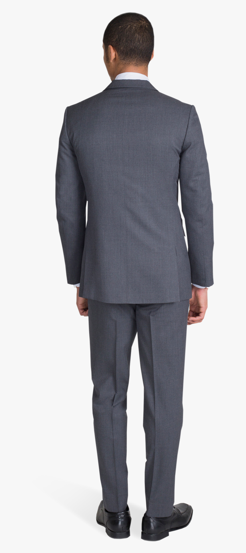 Charcoal Gray Notch Lapel Suit - Men In Suit Back, HD Png Download