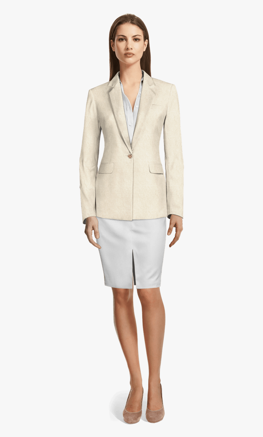 Sand Linen 2 Tone Skirt Suit View Front - Bermuda Suit, HD Png Download