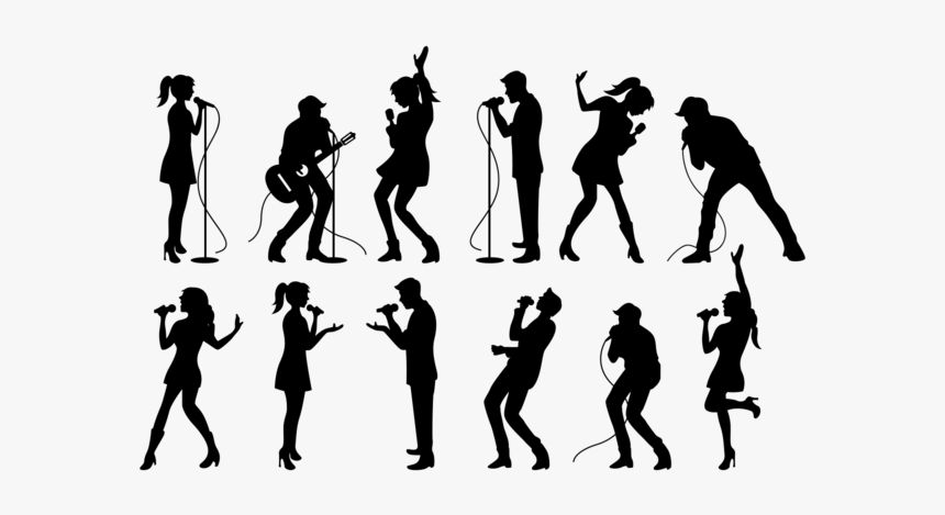People Singing Silhouettes Vector - People Singing Silhouette, HD Png Download