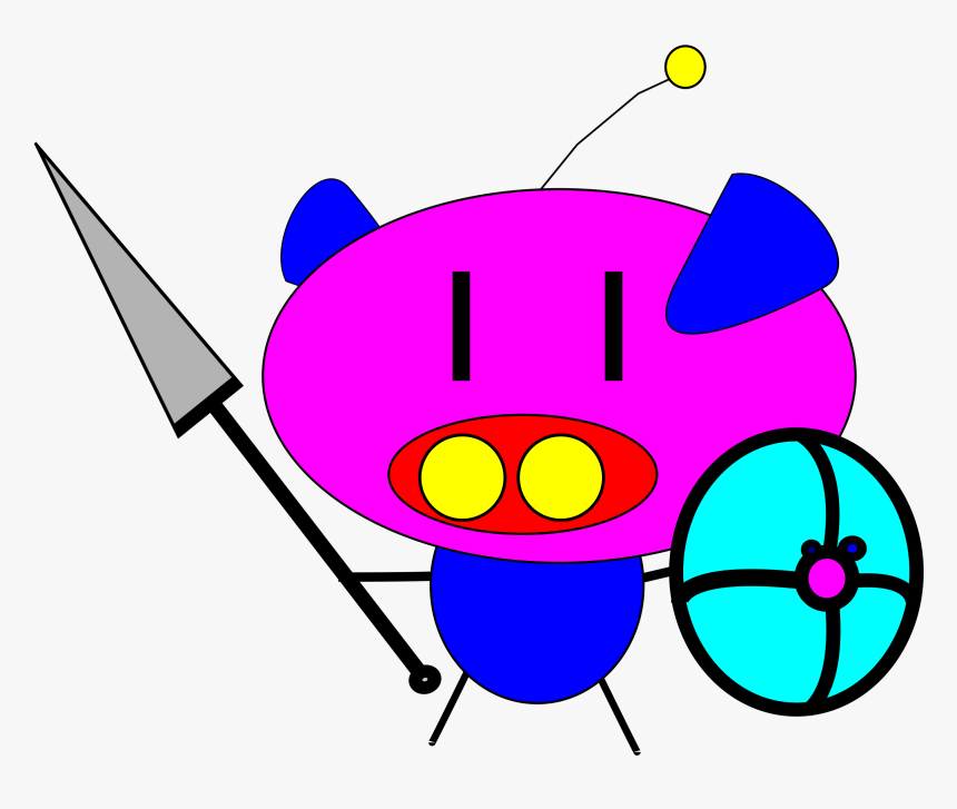 Pig Pig With Spear And Shield Clip Arts, HD Png Download